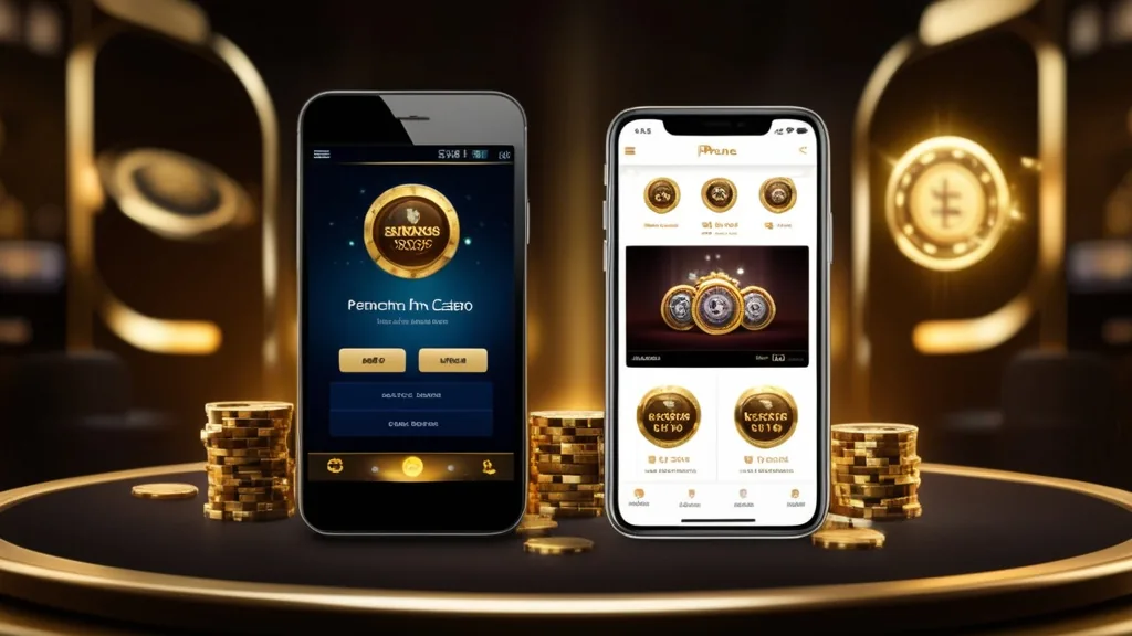 Android- und iPhone-Smartphone mit Casino-App in dunkler Umgebung