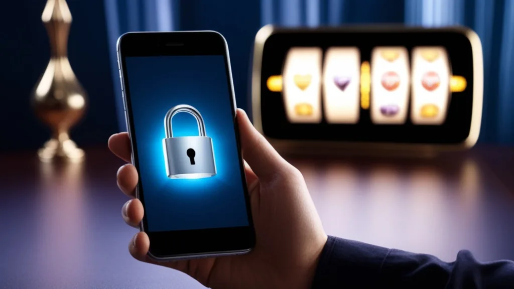 Smartphone mit Sicherheitsmotiv für eine Casino-App